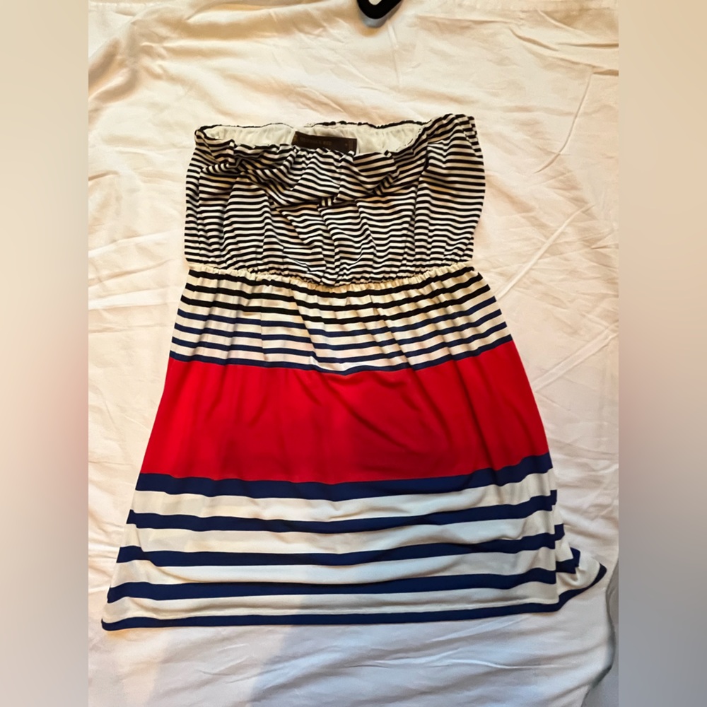 Outback Red Blue and White Ruched Strapless Tank Top